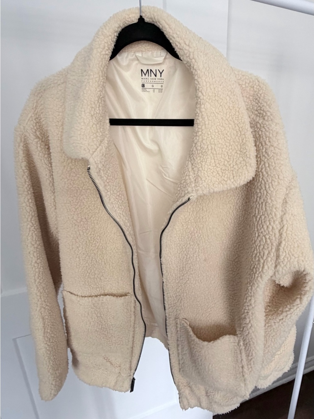 Marc New York Cream Teddy Sherpa Zip Jacket
